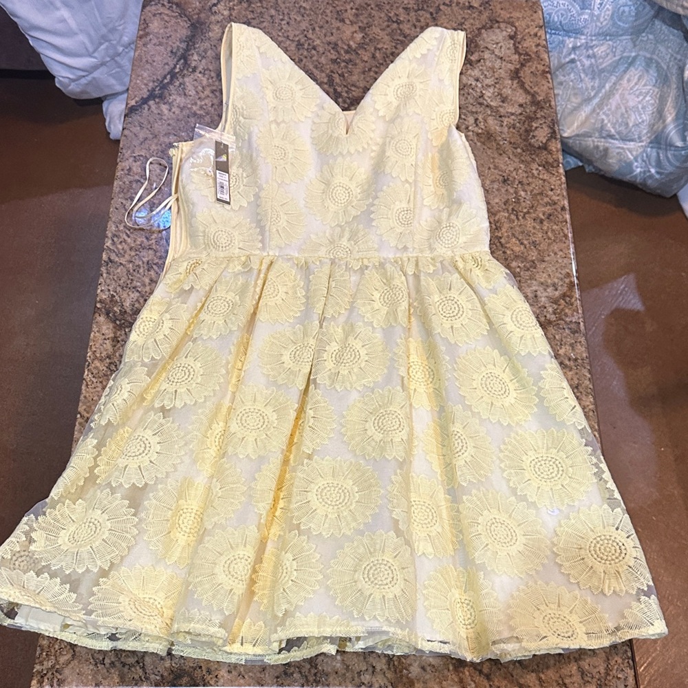 LC Lauren Conrad Yellow Floral Midi Dress